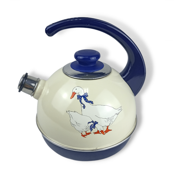 Kettle 3.5 l (cons. handle) elephant bone-blue/geese (decor-stainless steel on blue) ?04/35/04-05/36/?05